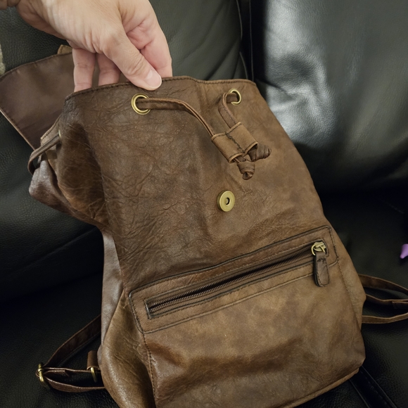 Brown Pleather Backpack - Picture 2 of 4
